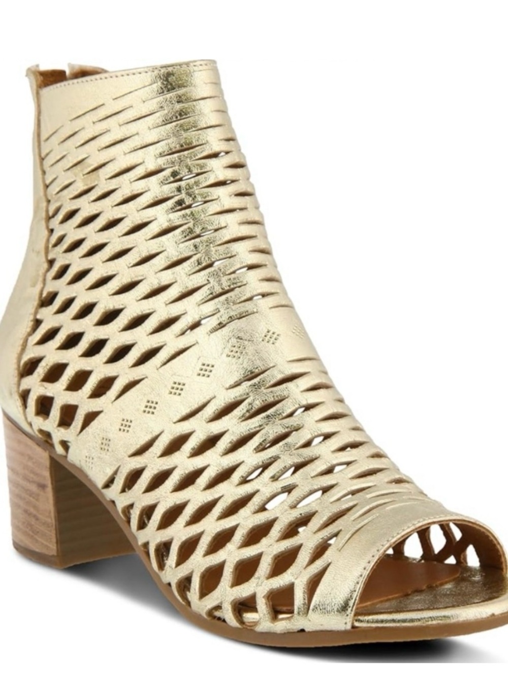 Spring Step Gold Cutout Peep-Toe Ankle Bootie size 38 (7.5-8)